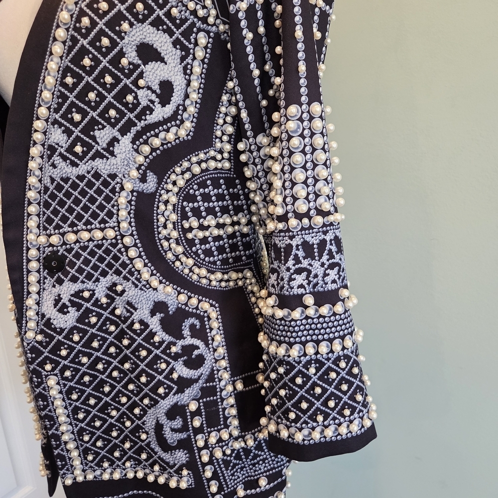Bella Barnett Black Embellished Beaded Open Front Jacket Size S - Picture 9 of 16